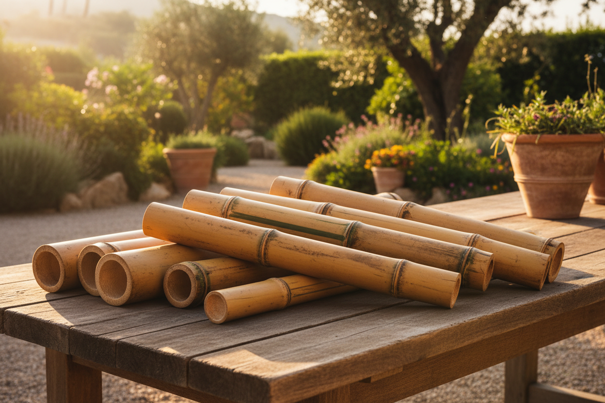 Cañas de bambú ejemplar naturales para decoración exterior e interior