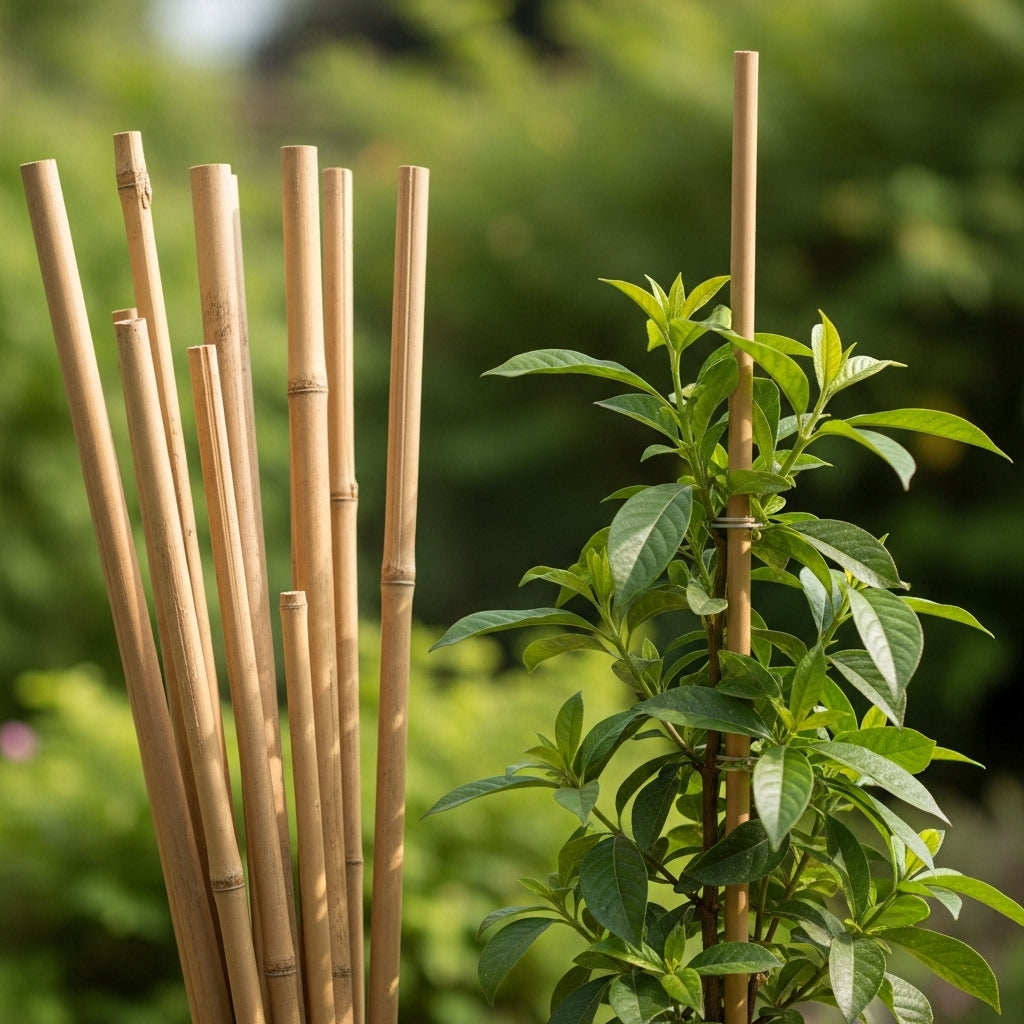 Tutores de bambú para guiar plantas