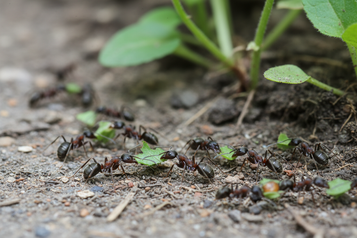 Hormigas en una planta