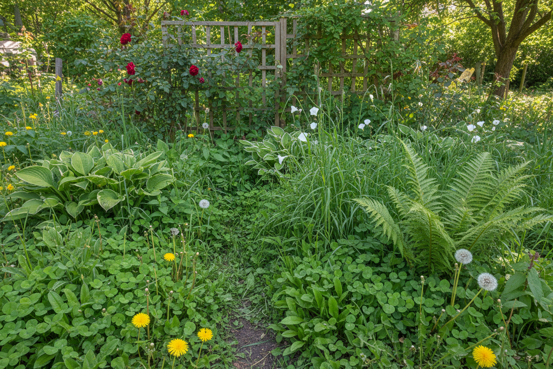 Jardín con maleza