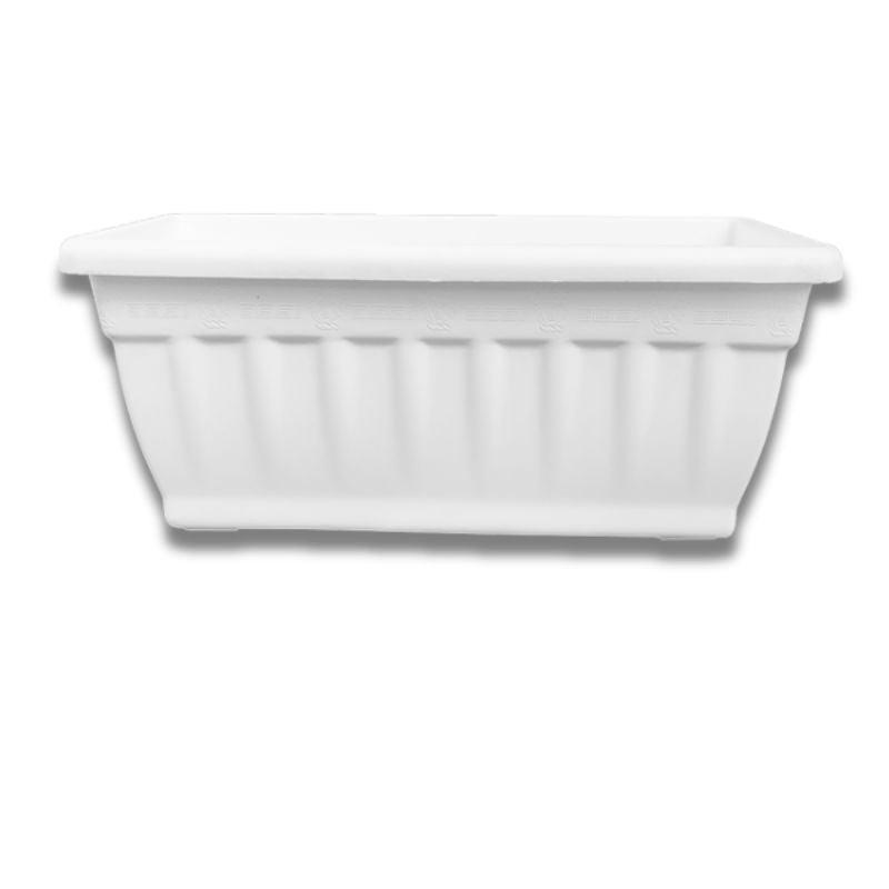 Maceta jardinera rectangular para balcones de color blanco