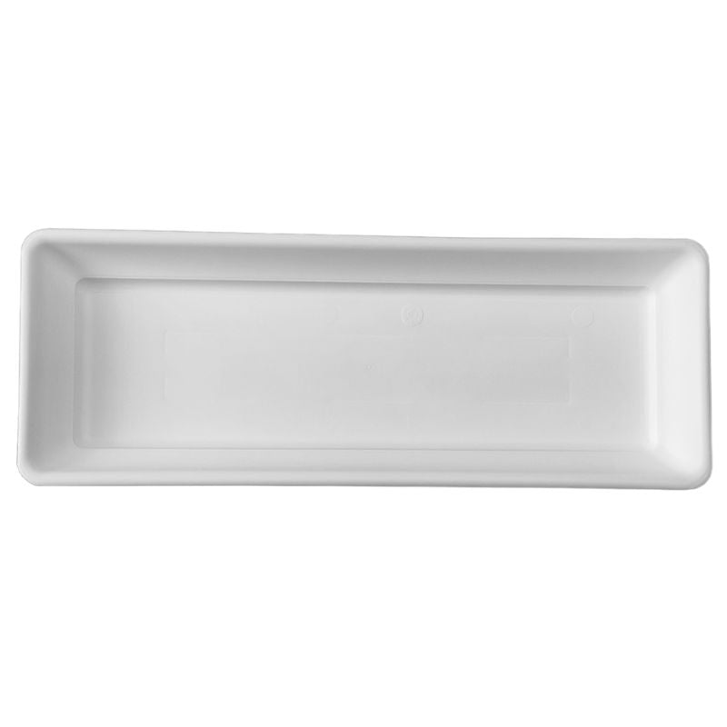 Plato rectangular para jardineras de color blanco