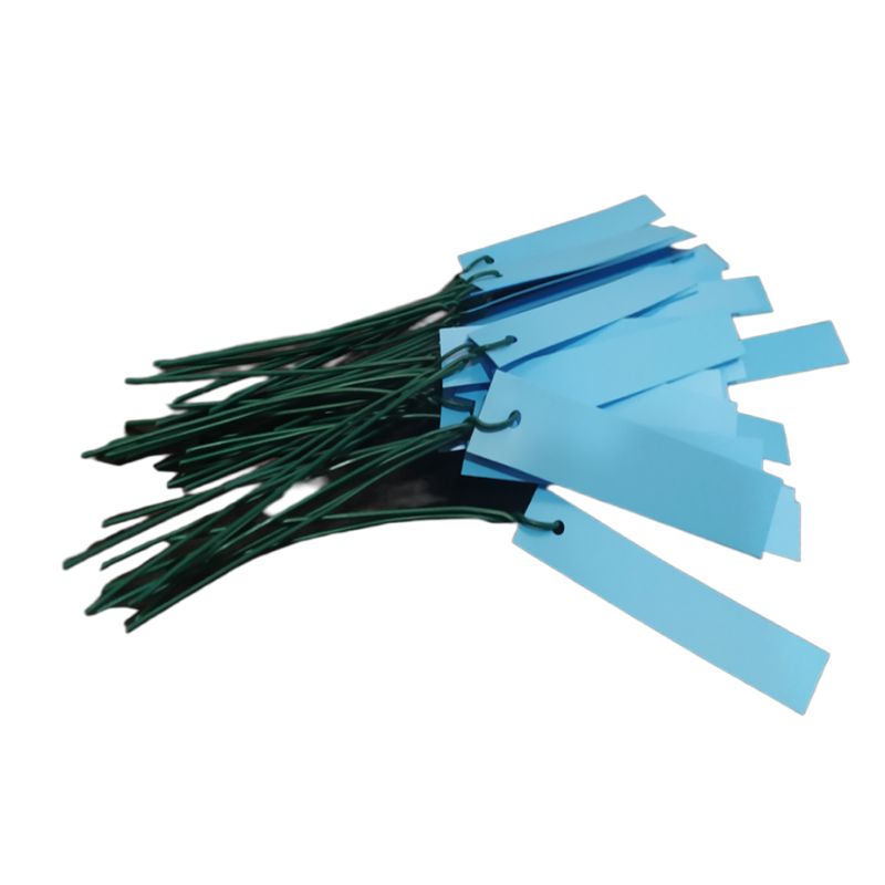 Pack de 100 unidades de etiquetas colgantes con alambre para árboles e injertos de color azul