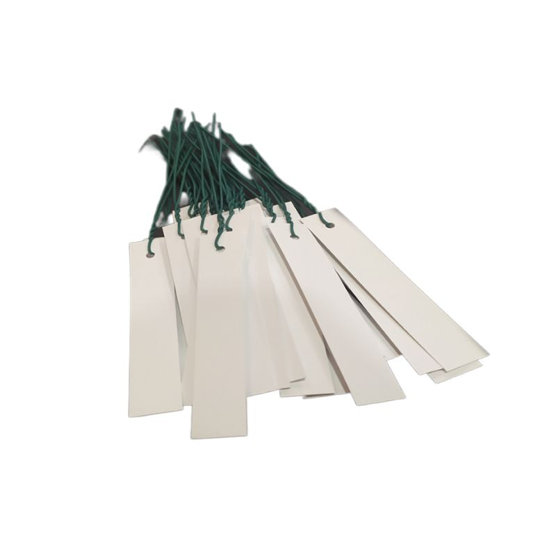 Pack de 100 unidades de etiquetas colgantes con alambre para árboles e injertos de color blanco