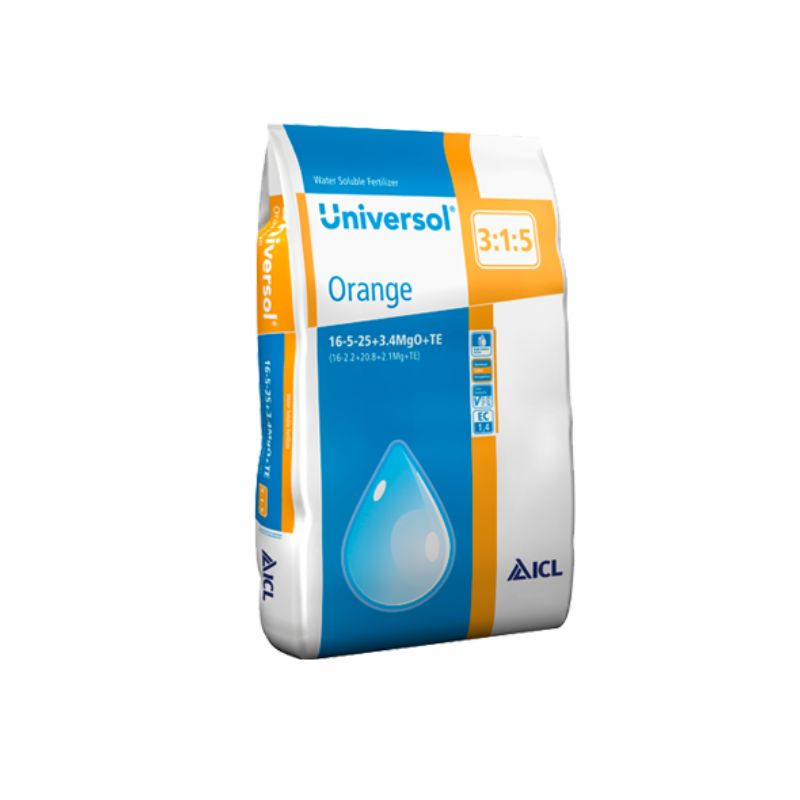 Saco naranja de abono hidrosoluble de 25 kilos