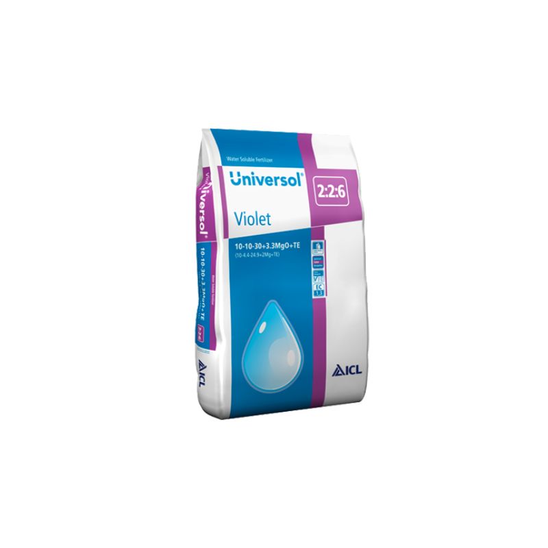 Saco lila de abono hidrosoluble de 25 kilos