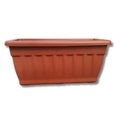 Maceta jardinera rectangular para balcones de color marrón terracota