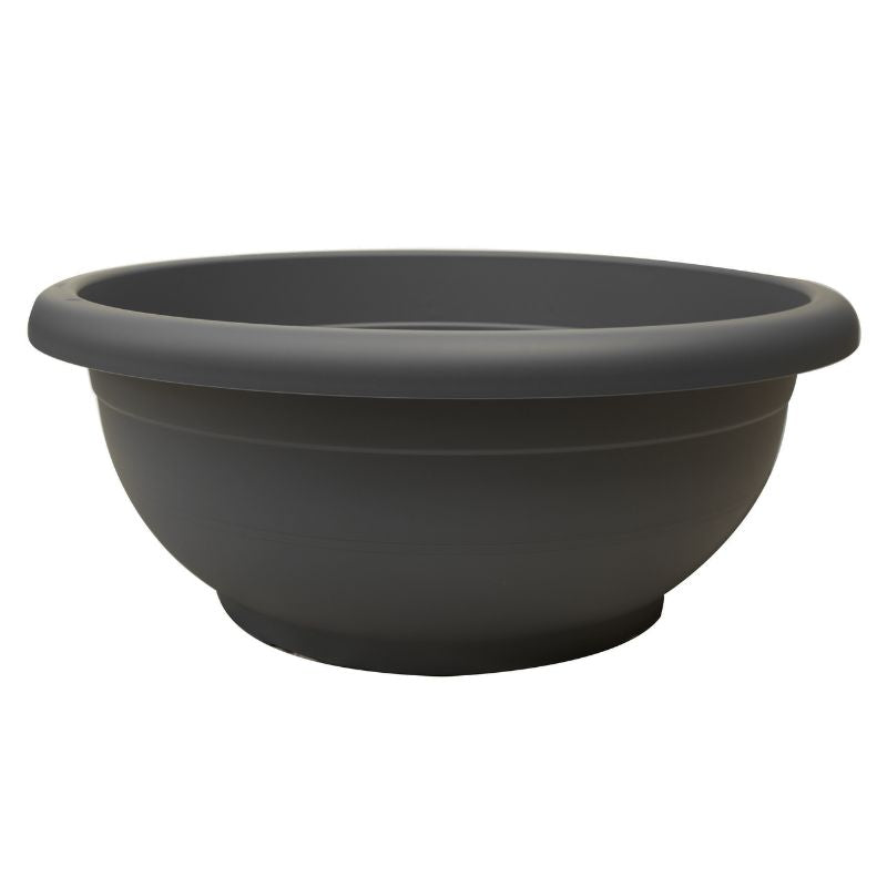 Maceta ancha de plástico para cactus de color gris antracita