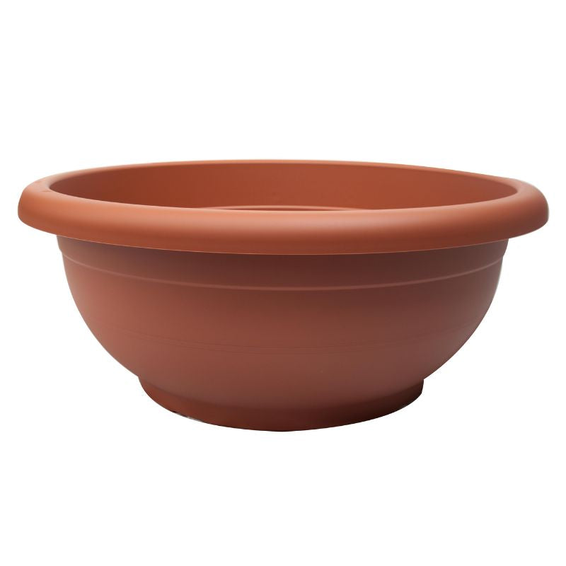 Maceta ancha de plástico para cactus de color terracota