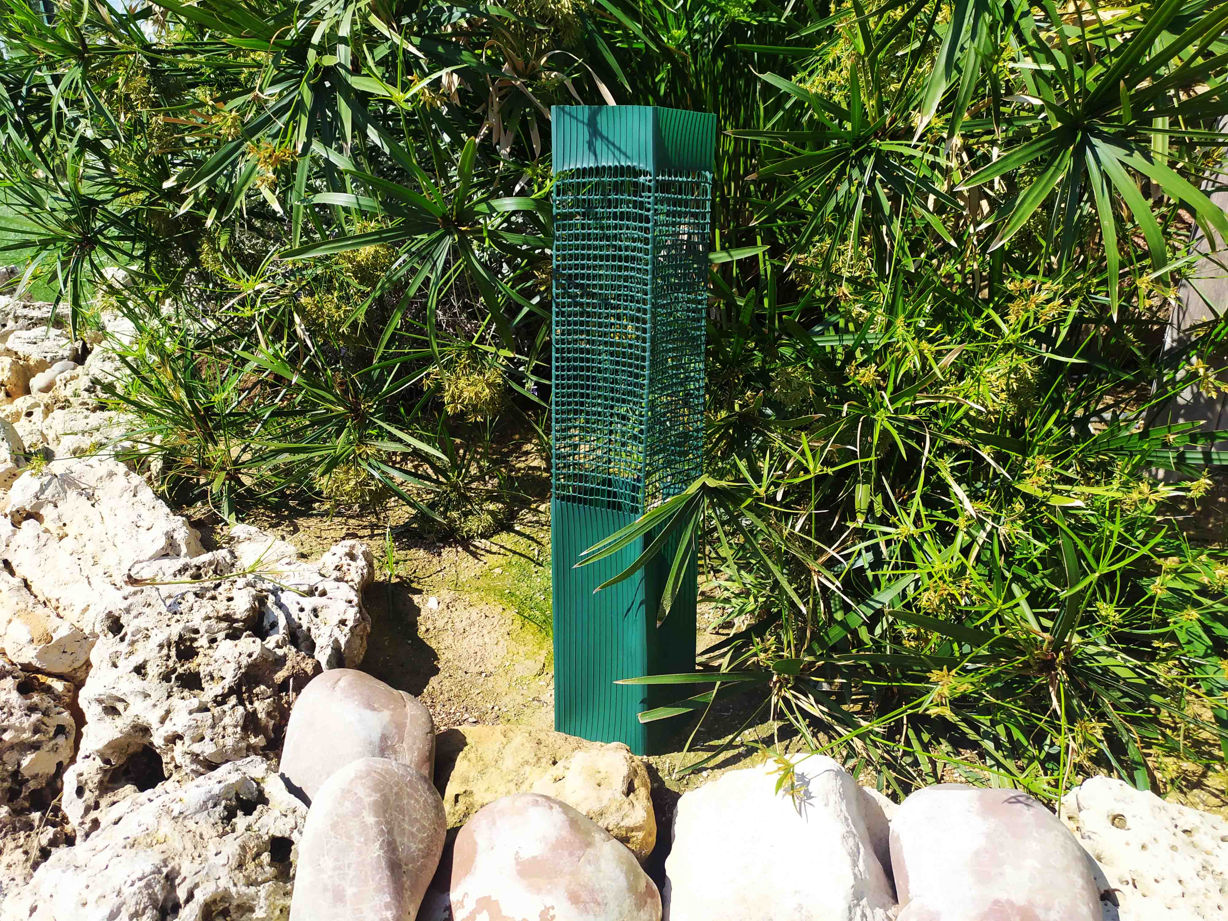 malla combinada con tubo agrícola para proteger olivos y frutales