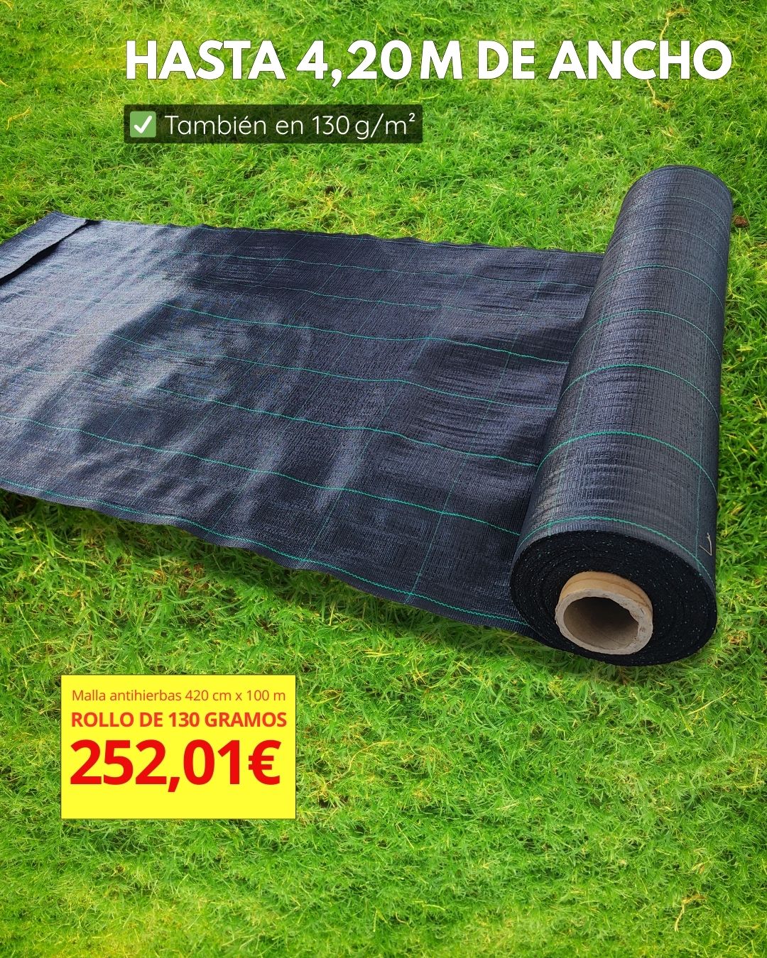 Malla antihierbas de 100 metros de longitud, resistente y duradera para cultivos e invernaderos